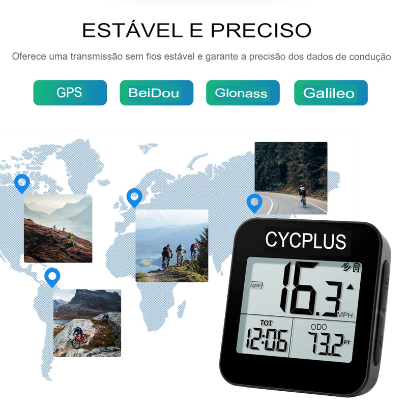 Velocímetro Cycplus Sem fio Ipx6 GPS - Uti Easy™️